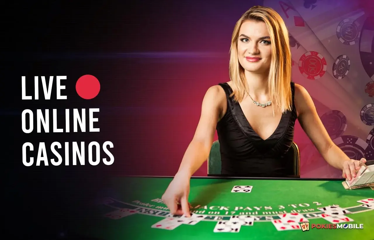 Meja kasino live dengan dealer dan panel permainan