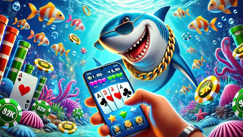 Tampilan permainan tembak ikan bawah laut untuk eksplorasi melalui perangkat mobile